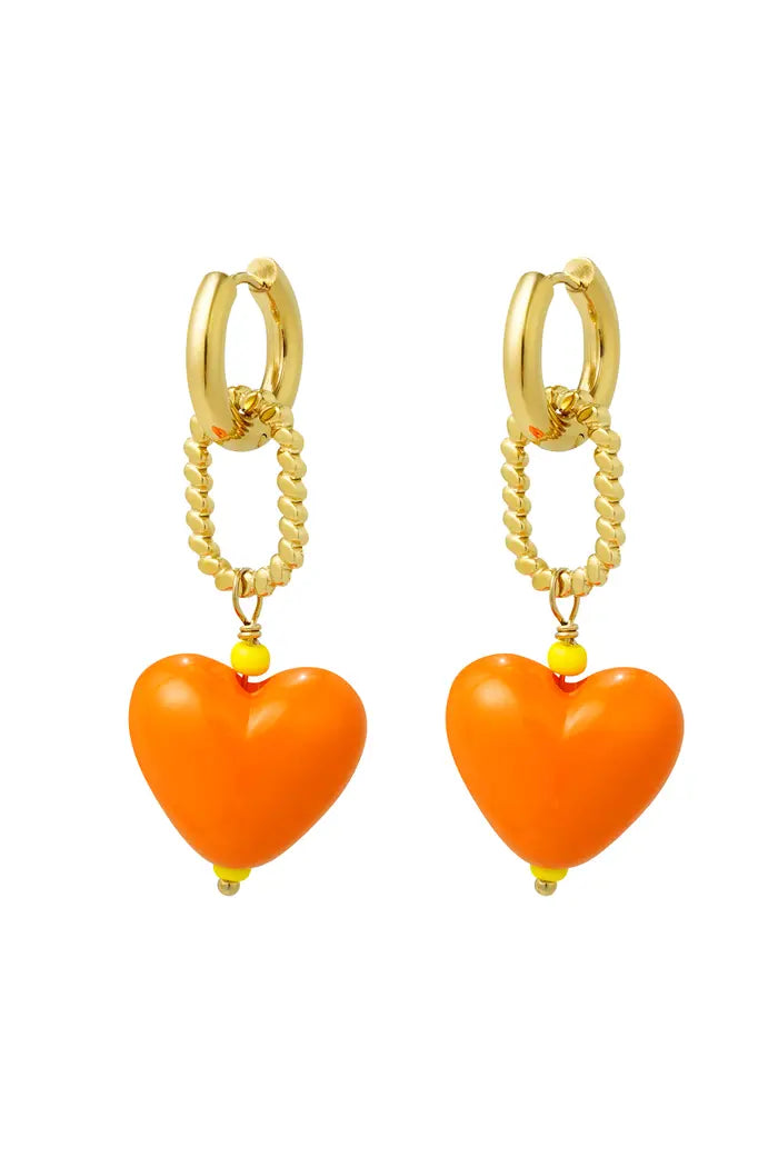 EARRINGS HEART ORANGE